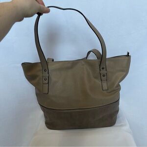 David Jones Chic Two-Tone Tan Tote Bag